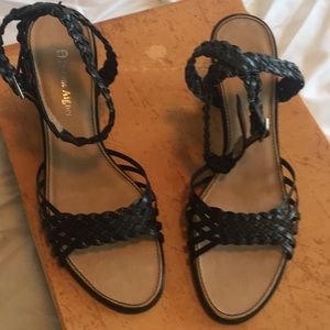 Black ankle strap wedge sandal
